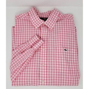 VINEYARD VINES SLIM FIT TUCKER SHIRT BUTTON DOWN PINK GINGHAM MEN XL